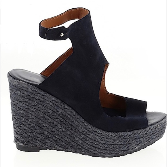 Zara Shoes - 🔵Zara Blue Leather Suede Wedges